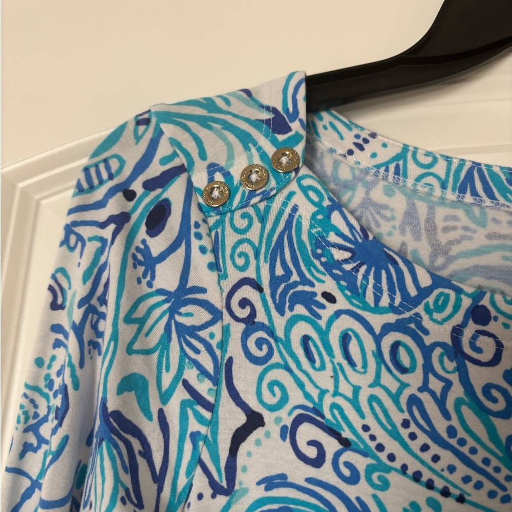 Lilly Pulitzer Blue and White Long Sleeve Dress - Picture 6 of 8
